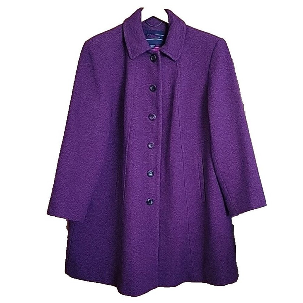 Lands' End Jacket Women's 18W/P Petite Purple 1X Button Up Wool Blend